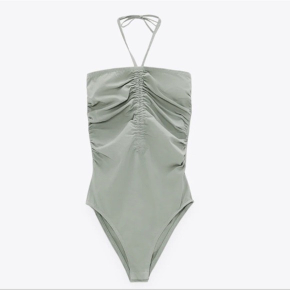 Zara Green Ruched Bodysuit - Picture 3 of 7